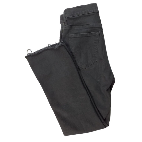 Mother Womens Jeans Insider Crop Step Fray White Vertical Stripes Black Size 27 - Picture 2 of 7